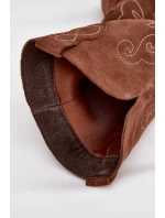 Semišové Dámské Kovbojské Boty Na Podpatku Camel Karira