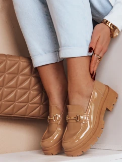 Dámské lakované mokasíny ELEGANCI khaki FashionStreet ZY0676