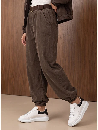Dámské jogger kalhoty z manšestru s páskem, Fango, FashionStreet, UY3139 Dámské jogger kalhoty z manšestru s páskem, Fango, FashionStreet, UY3139