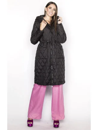 Jednoduchá černá prošívaná bunda s kapucí (AG6-29) Jednoduchá černá prošívaná bunda s kapucí (AG6-29)