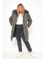 Černo-khaki hrubší oboustranná dámská zimní bunda (V768g) Černo-khaki hrubší oboustranná dámská zimní bunda (V768g)