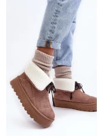 Šnekové na platformě s kožešinou bežová Olimuka