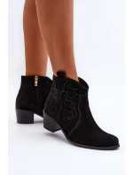 Zazoo 3426 Dámské Semišové Botky Kowbojky Černé