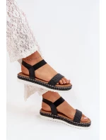 Dámské Sandály S Pletením Na Ozdobené Platformě Černé Velara Dámské Sandály S Pletením Na Ozdobené Platformě Černé Velara