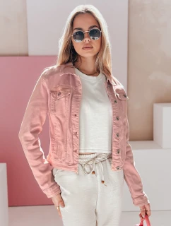 Dámská krátká džínová bunda PASTELLO růžová FashionStreet TY4909