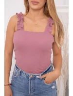 Tmavě růžová nařasená halenka bez ramínek