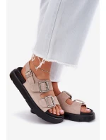 Semišové dámské sandály s přezkami Big Star RR274663 světle růžové