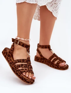 Dámské sandály na platformě se zlatým detailem leopard Kartia