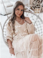 RIBBLOOM dámský svetr s mašlemi tmavě béžový FashionStreet MY2359 RIBBLOOM dámský svetr s mašlemi tmavě béžový FashionStreet MY2359