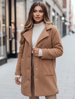 Dámský zimní kabát z plyšové kožešiny velbloudí barvy FashionStreet NY0758z