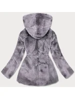 Dámská šedá bunda - kožíšek s kapucí (BR9743-9) Dámská šedá bunda - kožíšek s kapucí (BR9743-9)
