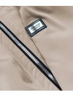 Tmavě béžová dámská bunda s ozdobnou lemovkou (B8150-12) Tmavě béžová dámská bunda s ozdobnou lemovkou (B8150-12)