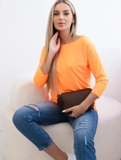 Dámská halenka s lodičkovým výstřihem oranžová neonová