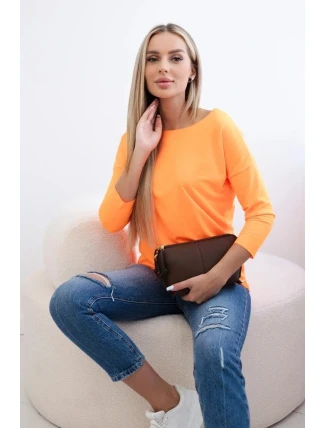 Dámská halenka s lodičkovým výstřihem oranžová neonová