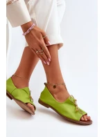 Zazoo 2660 Dámské kožené baleríny limetkové