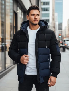 Pánská zimní bunda s kapucí tmavě modrá a černá FashionStreet TX5098