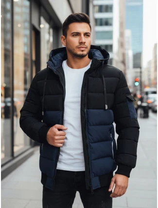 Pánská zimní bunda s kapucí tmavě modrá a černá FashionStreet TX5098