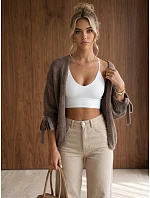Dámský oversize kardigan bez zapínání, hnědý, FashionStreet MY2565