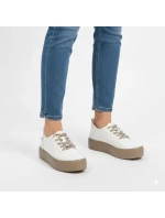 Dámské kožené polobotky sportovní creepers bílé Filippo DP6116