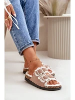 Dámské Pantofle S Přezkami A Kožíškem Béžové Ezilena Dámské Pantofle S Přezkami A Kožíškem Béžové Ezilena