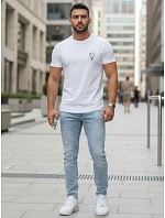 Pánské bavlněné tričko s minimalistickým potiskem, bílé, FashionStreet NX0137R Pánské bavlněné tričko s minimalistickým potiskem, bílé, FashionStreet NX0137R
