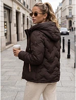 Dámská prošívaná bunda s kapucí, hnědá, FashionStreet TY5944