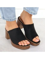 Dámské semišové žabky na jehlách černé Potocki 54309