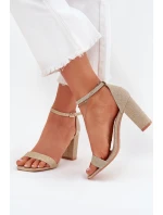 Lesklé Dámské Sandály Na Podpatku Zlaté Kavina