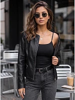 Dámská přiléhavá černá bunda z ekokůže FashionStreet TY5721 Dámská přiléhavá černá bunda z ekokůže FashionStreet TY5721