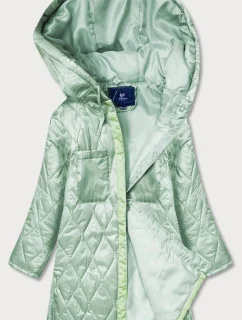 Dámská prošívaná oversize bunda v mátové barvě s kapucí (ag5-010)