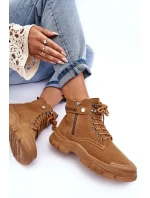 Ocieplené semišové dámské botky Trapery Camel Jailina