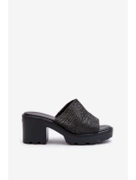 Dámské Žabky s Plétěním Na Podpatku Černé Titantha