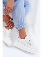 Kožené dámské tenisky na platformě Vinceza 39976 bílé