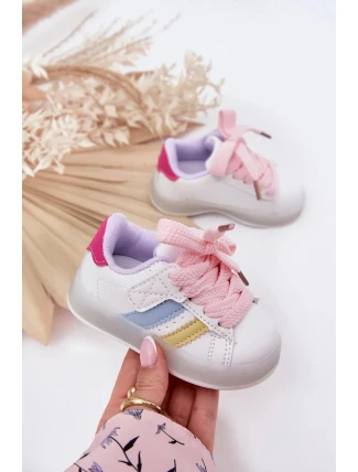 Dětské sportovní sneakers se svítící podrážkou Arielle – bílo-růžové