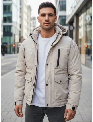 Pánská zimní bunda s kapucí světle béžová FashionStreet TX5109
