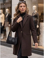 Dámský klasický jednoradový kabát, hnědý, FashionStreet NY0795