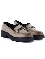 Dámské kožené mokasíny na silné podrážce béžové Vinceza 39985