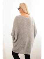 Dámský svetr Plus Size s mohairovým pončem šedý