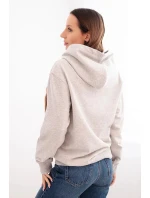 Dámská mikina s kapucí a klokankou z bavlny světle šedá