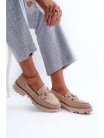 Dámské semišové mokasíny s ozdobou béžové D&A TW117 Béžové