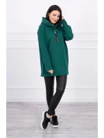 Zelená tunika na zip s kapucí Oversize