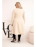 Klasický dámský kabát Plus Size s knoflíky a límcem béžový