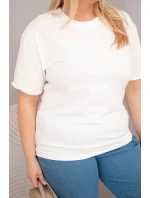Dámská bavlněná halenka Plus Size s krátkým rukávem basic bílá