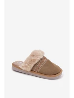 Dámské pantofle s kožešinou a výšivkou zelené Devianne