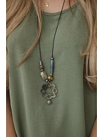 Oversized halenka s přívěskem světlá khaki