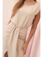 Dámská pruhovaná bavlněná šaty s V výstřihem a knoflíky tmavě mátová