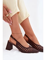 Dámské sandály na podpatku čokoládové Kedira