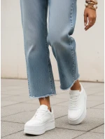 Bílé dámské tenisky na silné podrážce z imitace kůže FashionStreet ZY1421