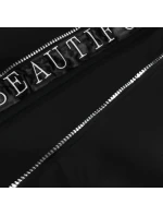 Černá jednoduchá dámská mikina s ozdobným zipem (AMG-37)