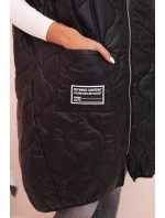 Dámská prošívaná vesta Plus Size s kapucí na zip černá